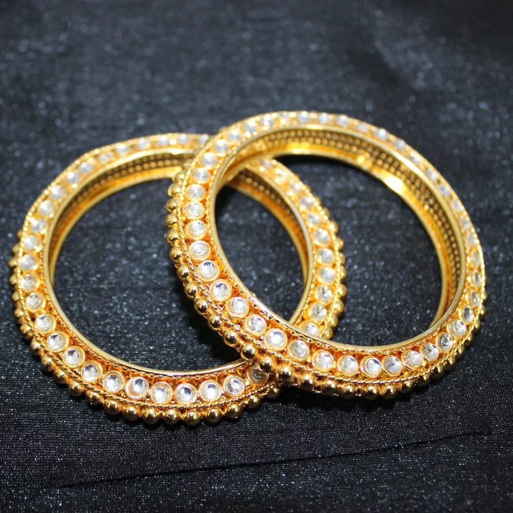 Gola Bangle Set Kundan Jewellery Bangles Gold Jewellery Bangles - Picture 3 of 3
